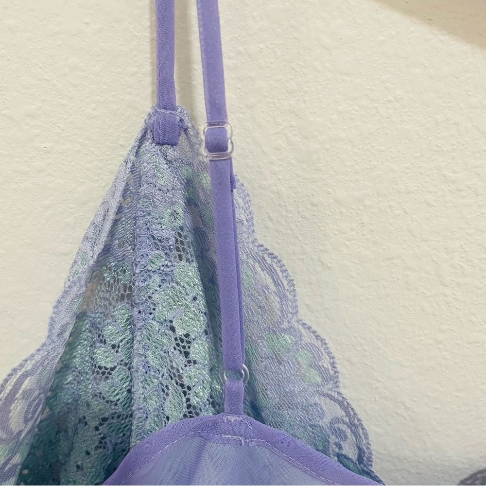 Private Luxuries Lavender & Teal Chiffon Fairy Babydoll Camisole Womens Size M - Picture 3 of 10